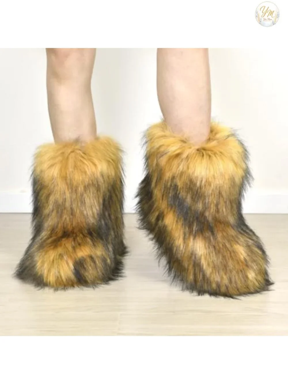 Faux Fur Furry Snow Boots for Women Mid-Calf Warm Winter Booties Comfy New